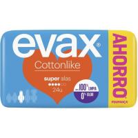 Compresa super con alas EVAX Cottonlike, paquete 24 uds