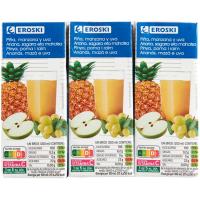 Zumo de piña, manzana y uva EROSKI, pack 6x20 cl