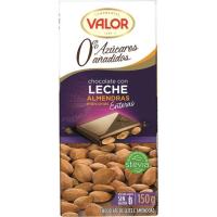 Chocolate con leche-almendras sin azúcar VALOR, tableta 150 g