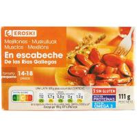 Mejillón en escabeche 14/18 piezas EROSKI, lata 111 g