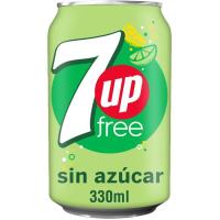 Refresco de lima-limón sin azúcar 7UP, lata 33 cl