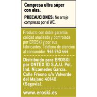 Compresa ultra alas super EROSKI BASIC, paquete 12 uds