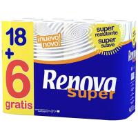 Papel higiénico RENOVA, paquete 18+6 rollos