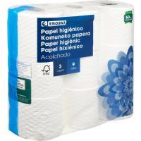 Papel higiénico acolchado EROSKI, paquete 9 rollos