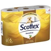 Papel higiénico sensitive SCOTTEX, paquete 6 rollos