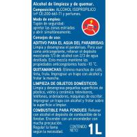 Alcohol de limpieza EROSKI, botella 1 litro