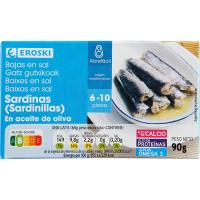 Sardinilla baja en sal EROSKI, lata 90 g