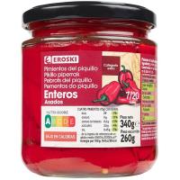 Pimiento de piquillo entero EROSKI, frasco 260 g