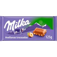 Chocolate con leche-avellanas MILKA, tableta 125 g