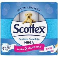 Papel higiénico SCOTTEX Megarollo, paquete 9 rollos