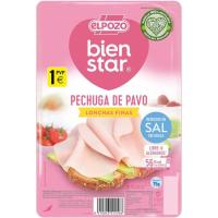 Pechuga de pavo bajo grasa-sal ELPOZO Bienestar, bandeja 75 g