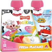 Yogikids de fresa-plátano PASCUAL, pack 2x80 g