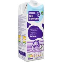 Leche entera sin lactosa EROSKI, brik 1 litro