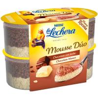 Mousse duo de chocolate blanco LA LECHERA, pack 4x59 g