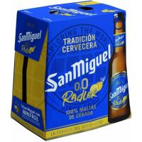 Cerveza 0,0 limón SAN MIGUEL, pack botellín 6x25 cl