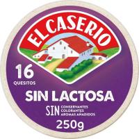 Queso sin lactosa EL CASERIO, 16 porciones, caja 250 g