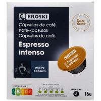 Café expresso intenso compatible Dolce Gusto EROSKI, caja 16 uds