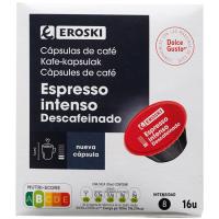 Café espresso descaf. compatible Dolce Gusto EROSKI, caja 16 uds