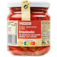 Ensalada de pimientos piquillo con cebolla EROSKI, frasco 150 g