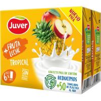 Lactozumo de fruta + leche tropical JUVER, pack 6x200 ml