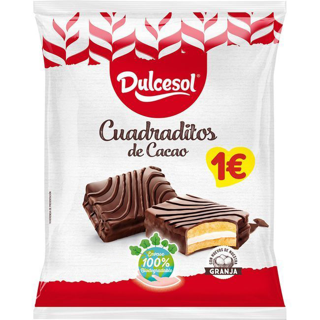 Cuadraditos de cacao DULCESOL, paquete 152 g