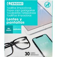 Toallitas limpia pantallas-lentes EROSKI, caja 30 uds.