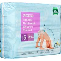 Pañal canal absorbente 13-18 kg Talla 5 EROSKI, paquete 44 uds