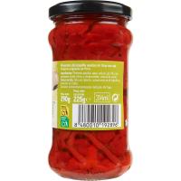 Pimiento del piquillo en tiras con ajo EROSKI, frasco 225 g