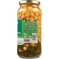 Garbanzos con espinacas EROSKI, frasco 370 g