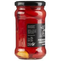 Pimiento de piquillo extra con ajo JOYAS DEL VALLE, frasco 220 g