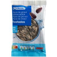 Pipas de girasol tostadas sin sal EROSKI, bolsa 75 g