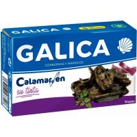 Trozos de calamares en su tinta GALICA, lata 120 g