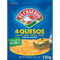 Queso rallado 4 quesos EL CASERIO, bolsa 130 g