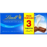 Chocolate con leche LINDT, pack 3x110 g