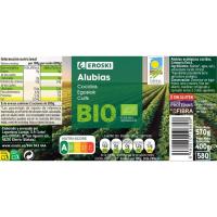 Alubia blanca cocida EROSKI BIO, frasco 400 g