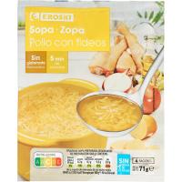 Sopa de pollo con fideos EROSKI, sobre 71 g