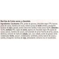 Barritas de frutos secos con chocolate EROSKI, caja 140 g