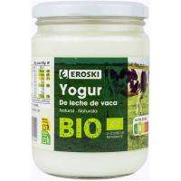 Yogur natural de leche de vaca EROSKI BIO, frasco 420 g