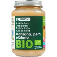 Tarrito de manzana, plátano y pera EROSKI BIO, tarro 200 g