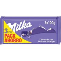 Chocolate con leche MILKA, pack 3x100 g