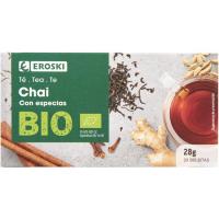 Té chai EROSKI BIO, caja 20 sobres