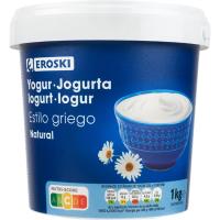 Yogur griego natural 10% materia grasa EROSKI, tarrina 1 kg