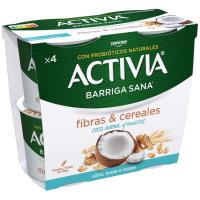 Yogur de coco, avena y nueces ACTIVIA, pack 4x115 g