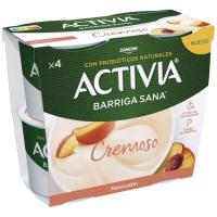 Activia cremoso sabor melocotón DANONE, pack 4x115 g