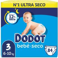 Pañal bebé seco Jumbo 6-10 kg Talla 3 DODOT, paquete 84 uds