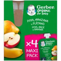 Bolsita de pera, manzana y plátano GERBER, pack 4x90 g