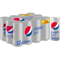 Refresco de cola sin azúcar PEPSI LIGHT, pack 12x33 cl