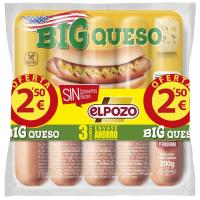 Salchichas big con queso ELPOZO, pack 4x200 g