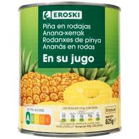 Piña en rodajas en su jugo EROSKI, lata 490 g