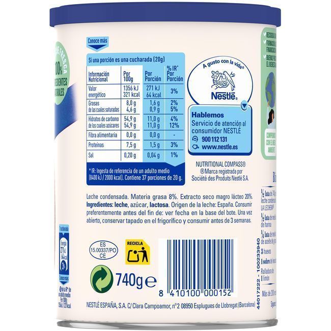 Leche Condensada LA LECHERA, lata 740 g